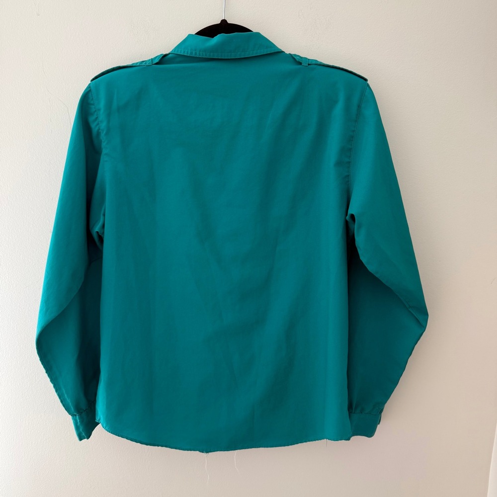 Vintage Diane von Furstenberg Teal Green Button Down Shirt Size 10 - Picture 3 of 6